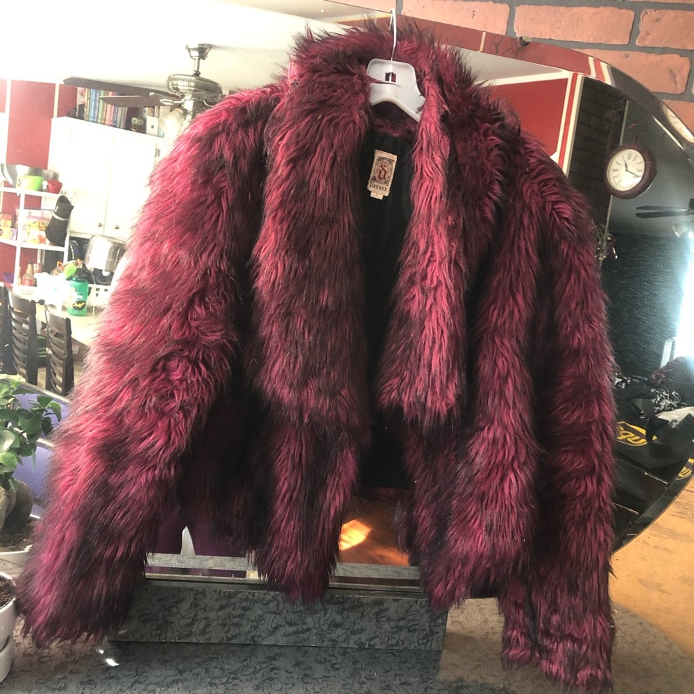 Burgundy Fur Jacket